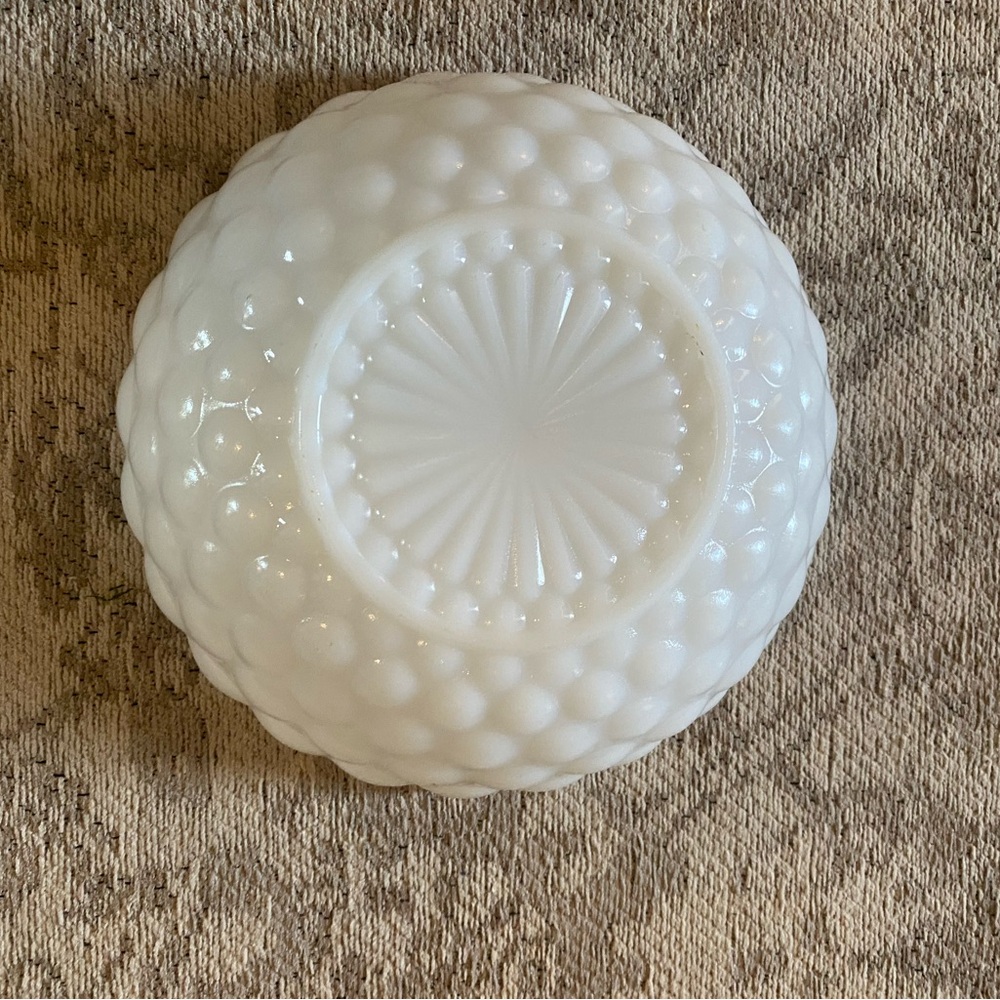 Vintage White Milk Glass Anchor Hockey Bowl